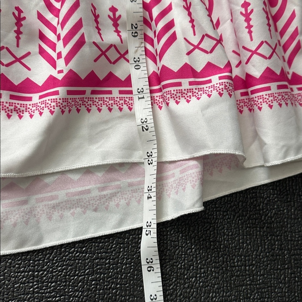 White and Pink Patterned Women's Dress - Picture 7 of 7